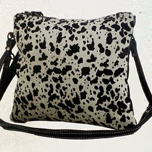 NWT Myra Eventual leather & hairon bag black white crossbody, shoulder, wristlet